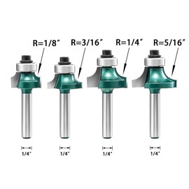 ZOKMOK Roundover Router Bit 1/4 Shank, Professional 1/4 Round Over Router Bits, Carbide Tipped 1/4 Roundover Router Bit Set with Bearing, Handy, Durable & Sharp for Home DIY