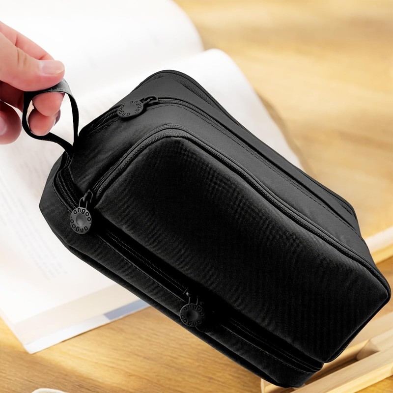 Large Capacity Pencil Case with Mesh Pocket, Double Zipper for