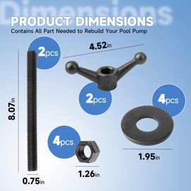 Hardware Kit for Moxon Vise, Bench Vise Screw Kit Includes 8 Inch Threaded Rods, Cast Knobs, Nuts & Washers Woodworking Workbench Tools Accessories