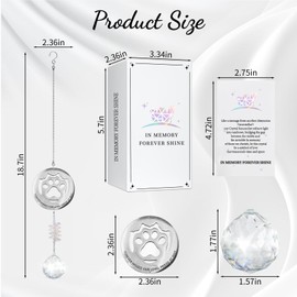 Unique Pet Loss Sympathy Gift Idea, Pet Memorial Gifts for Loss of Dog or Cat, Pet Paw Print Hanging Crystal Sun Catcher for Cat Dog Bereavement Remembrance Passed Away Gifts Rainbow Bridge Suncatcher