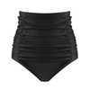 RELLECIGA Women's Black High Waisted Ruched Bikini Bottom Size Large