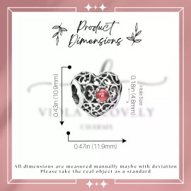 Viola Lovely Charms January Heart Birthstone Charm, January Charm, Heart Birthstone Charm