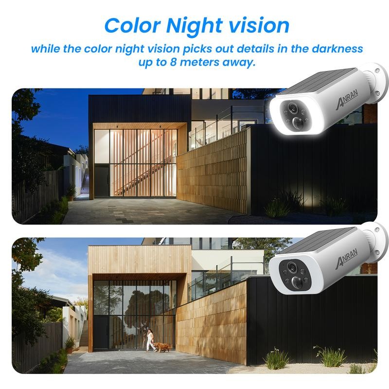 ANRAN 2K Solar Camera Outdoor,100% Wireless Home Security Camera,Support 2.4G