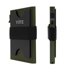 YÖTE Slim Modern Minimalist Wallet RFID Blocking Metal Credit Card Case Wallet for Men, Pop Up Safecard Mens Wallet (Army Green)