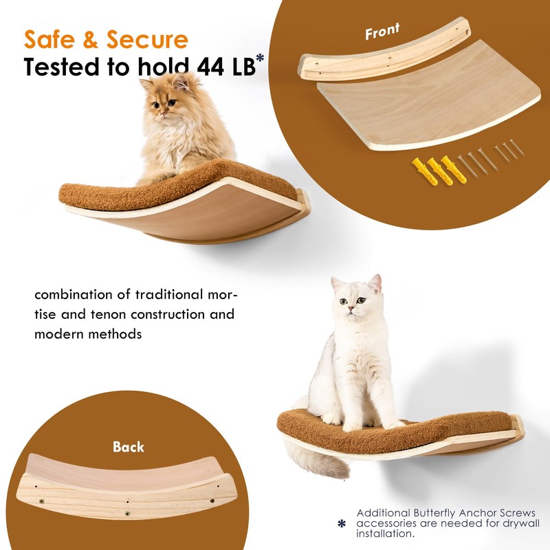 COOLEX Curved Cat Wall Shelves and Perches, Floating Cat Wall