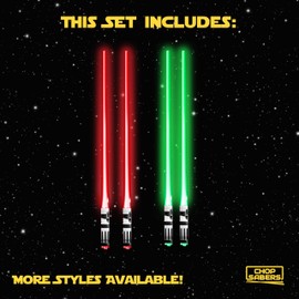 Lightsaber Chopsticks Light Up - LED Glowing Light Saber Star Wars Chop Sticks - Reusable Sushi Lightup Sabers Chopstick Set of 2 Green and Red Pairs