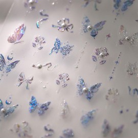 Nail Stickers 3D Nail Stickers Nail Design Nail Art Stickers Nail Decor Parts Accessories (Butterfly Star)