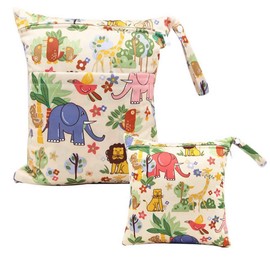 Bynsaer Wetbag Cloth Nappies, Wet Bag Cloth Nappies, 2 Pieces Baby Wet and Dry Changing Bag, Reusable, Washable Organiser Bag (Colour 06)