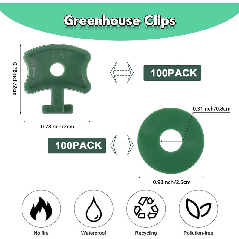Greenhouse Twist Clips with Extender Corner Clips and Washers -