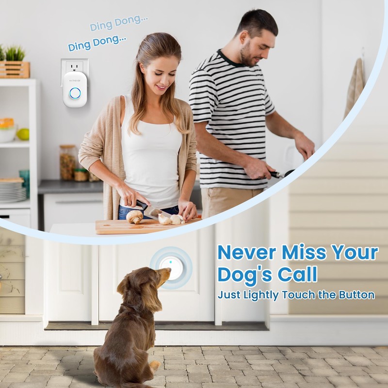 Hathever Dog DoorBell for Potty Training, Wireless Doggie Door Bell
