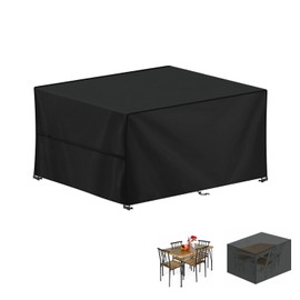 LAMUNI Cube Garden Furniture Cover, 80x80x80cm Rattan Cube Table Cover, 420D Oxford Patio Set Covers Waterproof Outdoor Garden Square Table Cover Windproof Patio Table and Chairs Covers