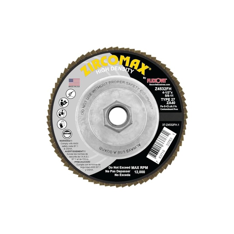 FlexOvit® ZIRCOMAX® 4-1/2" X 5/8"-11 40 Grit Type 27 Spin-ON