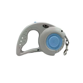 Scalable Dog Skin, 16 inch Dog Leash, Suitable for Medium-Sized Dogs Weighing no More Than 26 pounds, 360 Degree Tangle Free, pet Walking Leather with one Hand Brake, Pause, and Lock (Grayish Blue)