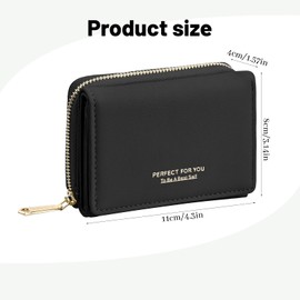 Laughhe Women's Mini Purse, Women's Leather Wallet, Small and Short Format, Small Wallet, Women's Purses with Many Compartments for Women and Girls, black, Minimalist