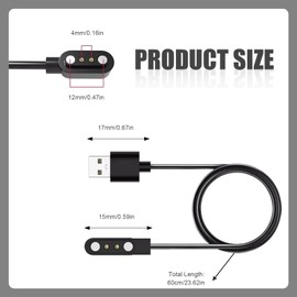 MADGININE 2 Pcs Smart Watch Charger, Smart Watch Charger 2 Pin Magnetic, Watch Charger 2 Pin 4mm, Portable Magnetic Charging Compatible with a Variety of Watch Models, for Travel,Office and Home