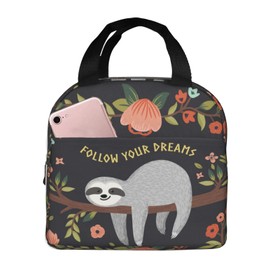 JIMOWANG FUUNY Sloth Portable Lunch Bag Compact Tote Bag Reusable Lunch Box Container for School Office Work