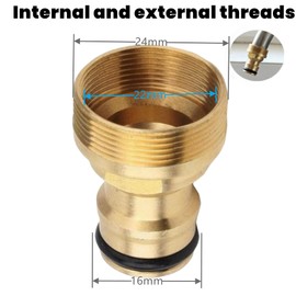 2 pack Universal Tap Kitchen Adapters Hose Connector, Brass Kitchen Sink Mixer Tap Connector Fitting, Garden Hose Pipe Tap Connector Adapter for Kitchen Sink Tap, Bathroom Tap, 22& 24mm Threaded Tap