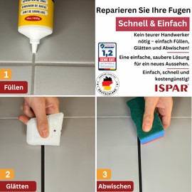 ISPAR Grout Black 250 g - Ready-to-Use Grout for Tiles with Spatula - Joint Repair in the Bathroom & Kitchen - Odourless & Easy to Use