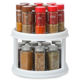 2 Tier 10" Turntable Lazy Susan Spice Organizer - Rotating Seasoning Rack for Pantry Cabinet Kitchen Countertop, Table Top Organizing - Multiuse Two Tier Rotating Organization Rack Spinner