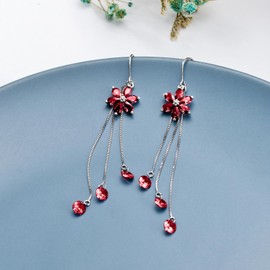 VONALA Hanging Earrings 925 Sterling Silver Flower/Pearl/Butterfly Pull Through Earrings Drop Dangle Earrings for Women Birthday Gift, Sterling Silver