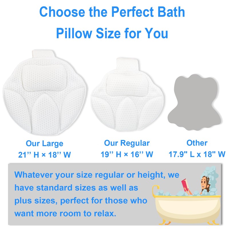 Ultra-Comfort Bathtub Pillow - 2 Sizes, Extra Thick & Soft,