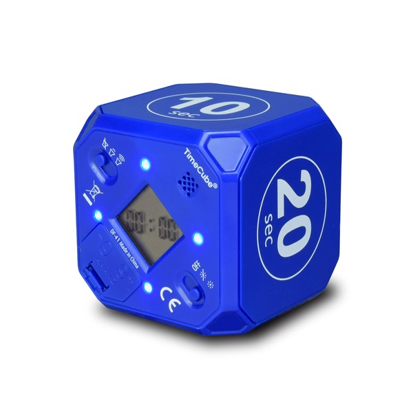 TimeCube Plus Preset Timer with 4 LED Lights and Alarms for Time Management and Countdown Settings (Blue - 10s, 20s, 30s, 60s)