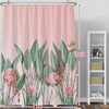 Baocicco Pink Flamingo Tropical Leaves Shower Curtain Green Plants Modern