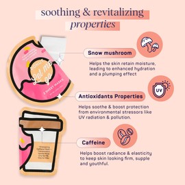 SpaLife Donut Let Me Go Duo Facial Masks - Pack of 2 - Skincare Gift Set for Valentine's Day - Radiant Caffeine and Soothing Vanilla - Beauty Moisture Hydration Face Mask for Men and Women