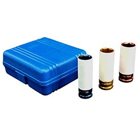 Socket Wrench Set of 3 for Wheel Nuts, Impact Socket Set, 0.7 inch (17 mm), 0.7 inch (17 mm), 0.7 inch (19 mm), 0.8 inch (21 mm) | Scratch Resistant, Wheel Wrench Socket, Aluminum Wheel, Nut Socket,