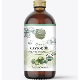 SULU ORGANICS Castor Oil- USDA Certified Organic(16 fl.oz Glass Bottle) Cold Pressed Hexane Free- 100% Pure