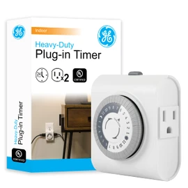 GE 24-Hour Heavy Duty Indoor Plug-in Mechanical Timer, Gray/White