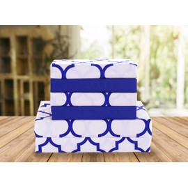 Elegant Comfort Luxury Soft Bed Sheets Quatrefoil Pattern - 1500 Premium Hotel Quality Microfiber Softness Wrinkle and Fade Resistant (6-Piece) Bedding Set, King, Duke Blue