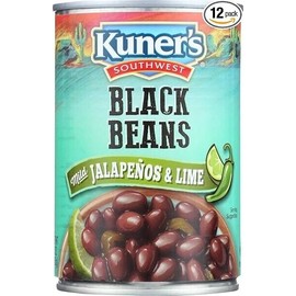 Kuner's Black Beans Jalapeno, 15-ounces can (Pack of 12)