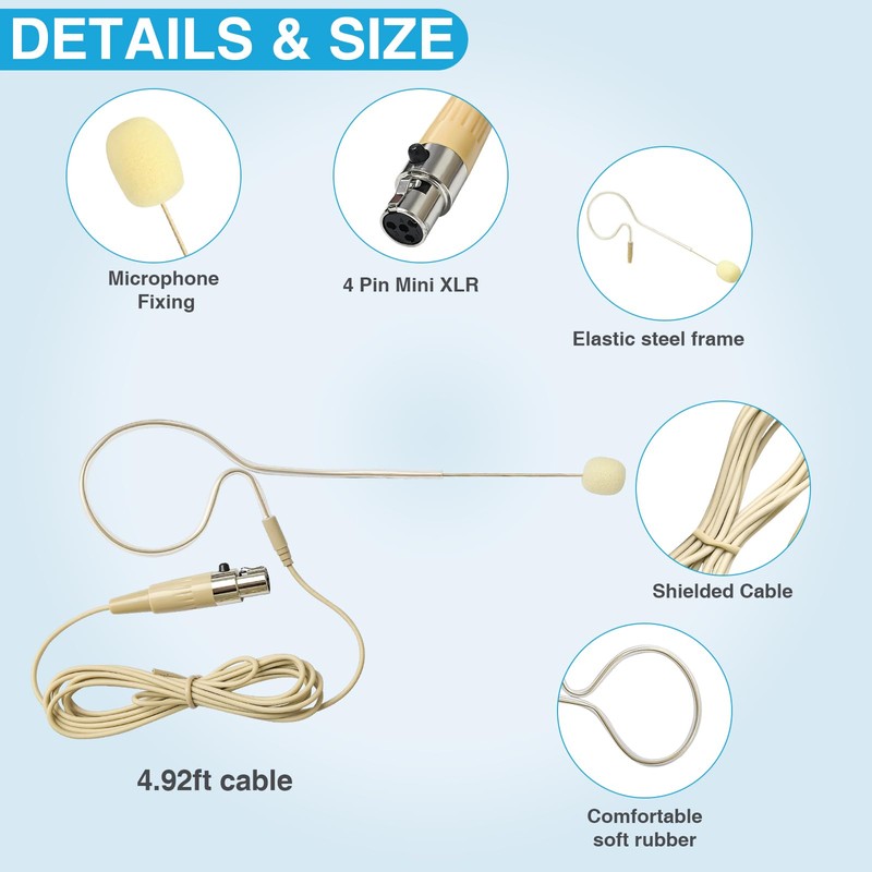 10 Pack Headset/Headworn Microphone Single Earhook Headset Microphone Mini XLR