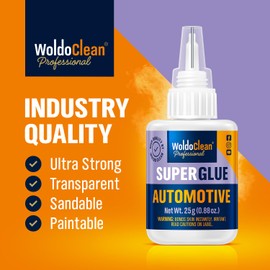 WoldoClean Super Glue for Cars & Vehicles - Extra Strong Automotive Adhesive, Fast-Drying, Heat & Water Resistant, 25g Liquid Formula for Plastic, Metal & Rubber Repairs