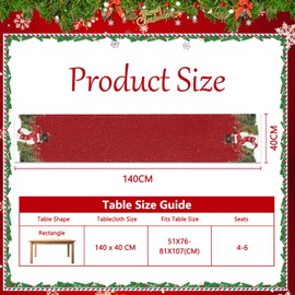 Purpledi Christmas Decoration Table Runner Christmas Table Runner Red Linen Christmas Tablecloth for Christmas Table Decoration Christmas Table Runner Christmas Decorations 40 x 140 cm A
