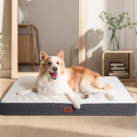 WESTERN HOME Dog Beds for Large Dogs, Waterproof Large Orthopedic Dog Bed with Washable Removable Cover, Egg Foam Pet Bed Mat for Crate, 36 inch, Dark Grey