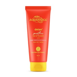 Aqualogica Detan+ Smoothie Face Wash | with Cherry Tomato | Helps Reduce Tanning & Hydrates Skin | Gently Cleanses Dirt & Oil without Dryness | 3.38 Fl Oz/100ml