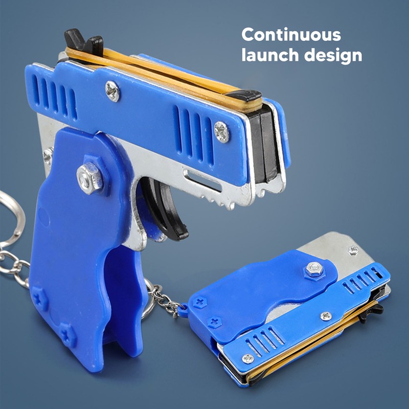 4pcs Rubber Band Launcher Toy Foldable Mini Portable Metal Rubber