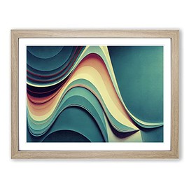 Modern Audio Soundwave Art Vol.3 Abstract H1022 Framed Print for Living Room Bedroom Home Office Décor, Wall Art Picture Ready to Hang, Oak A4 Frame (34 x 25 cm)