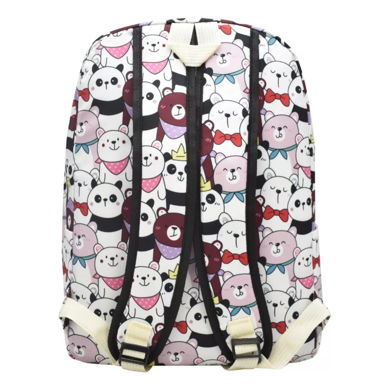 Lluvia Mochila Lonchera Lapicera Osos Con Accesorios Estampada Blanca Primaria