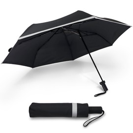 SideShaft Windproof Folding Umbrella for Travel: Eccentric Umbrellas Compact & Durable - Offset Umbrella with Strong Fiberglass Frame & Waterproof Canopy - Portable Umbrella For Man with Backpack
