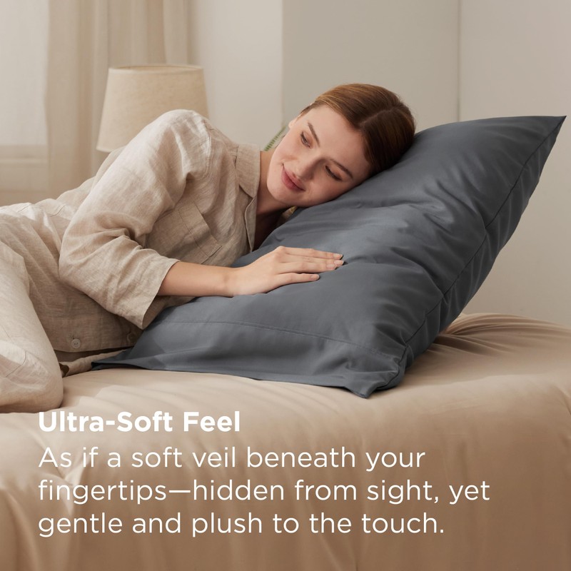 Bedsure Pillow Cases Queen Set of 2 - Dark Grey