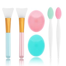 Limpiador facial de silicona, 2 brochas exfoliantes para labios, 2 brochas de limpieza facial, 2 brochas de silicona para máscara facial, 2 brochas ex