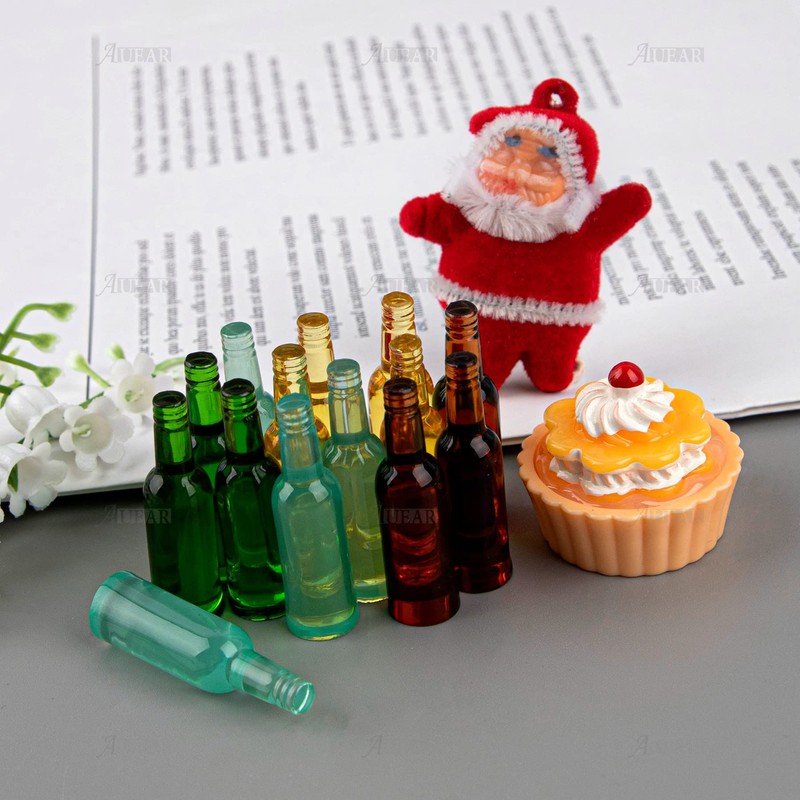 AUEAR, 24 Pieces Lovely Miniature Beer Bottles 1-3/8"x3/8" for 1:12