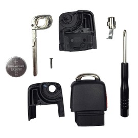 HQRP Volkswagen Folding Flip Key Fob Shell Remote Case Keyless Entry with 4 Buttons and CR2032 Battery - Compatible with Beetle / CC / EOS / GTI / Golf Mk4 / Jetta Mk5 / Passat, and Rabbit Models