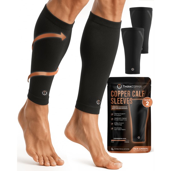 TheraCopper Copper Calf Compression Sleeve — Premium Copper Compression Shin