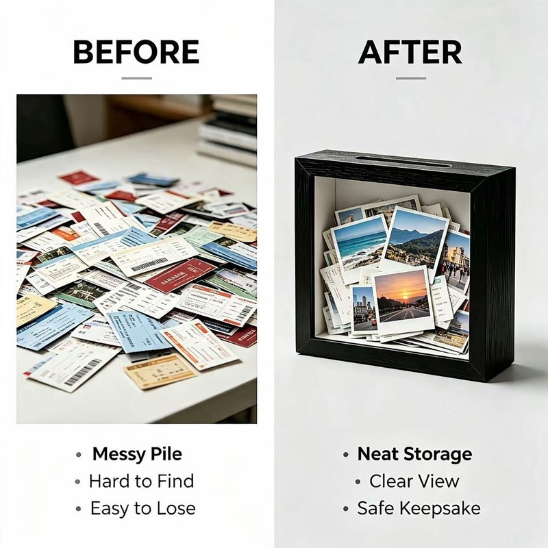 Square Shadow Box,Display Shadow Box with Slot,Featuring