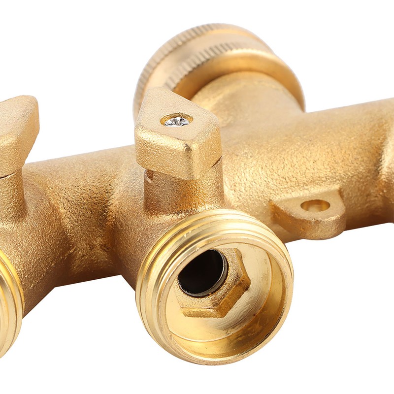 Brass Garden 4-Way Hose Splitter Hose Adapter Ball Valve Water