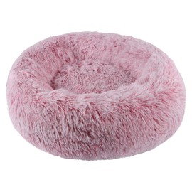 Vetasac Donut Dog Bed, Cat Calming Bed Anti-Anxiety Round Fluffy Faux Plush Soft Warming Cushion Sofa Beds for Small Medium Large Dogs Cats Washable JD003 (24 inch, Gradient Rose Pink)